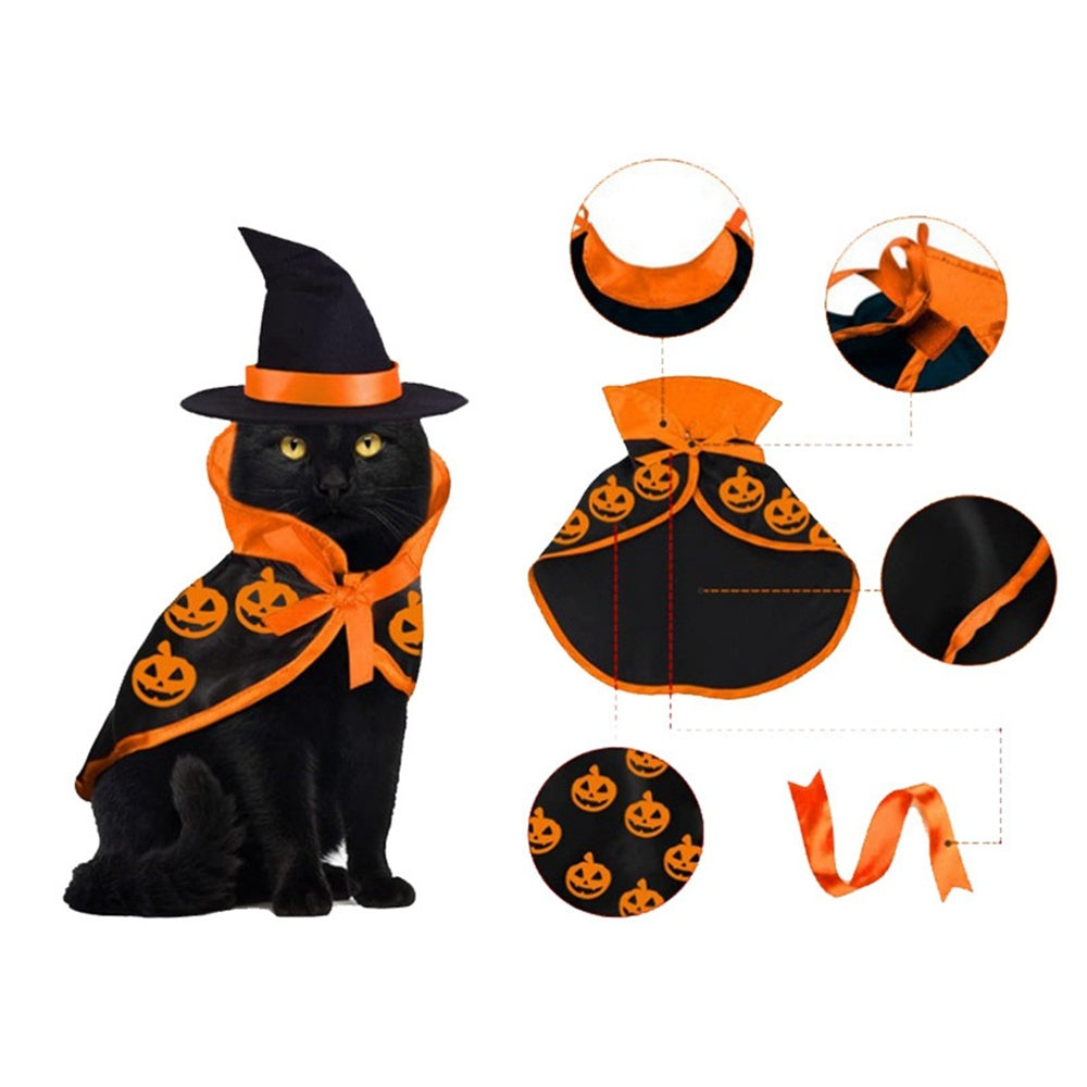 Halloween Cape & Hat Pet Costume Set