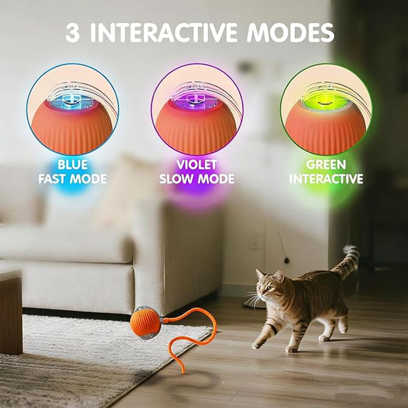 Smart Interactive Cat Ball Toy | Auto-Rolling, Obstacle-Avoiding & USB Rechargeable | 3 Speed Modes