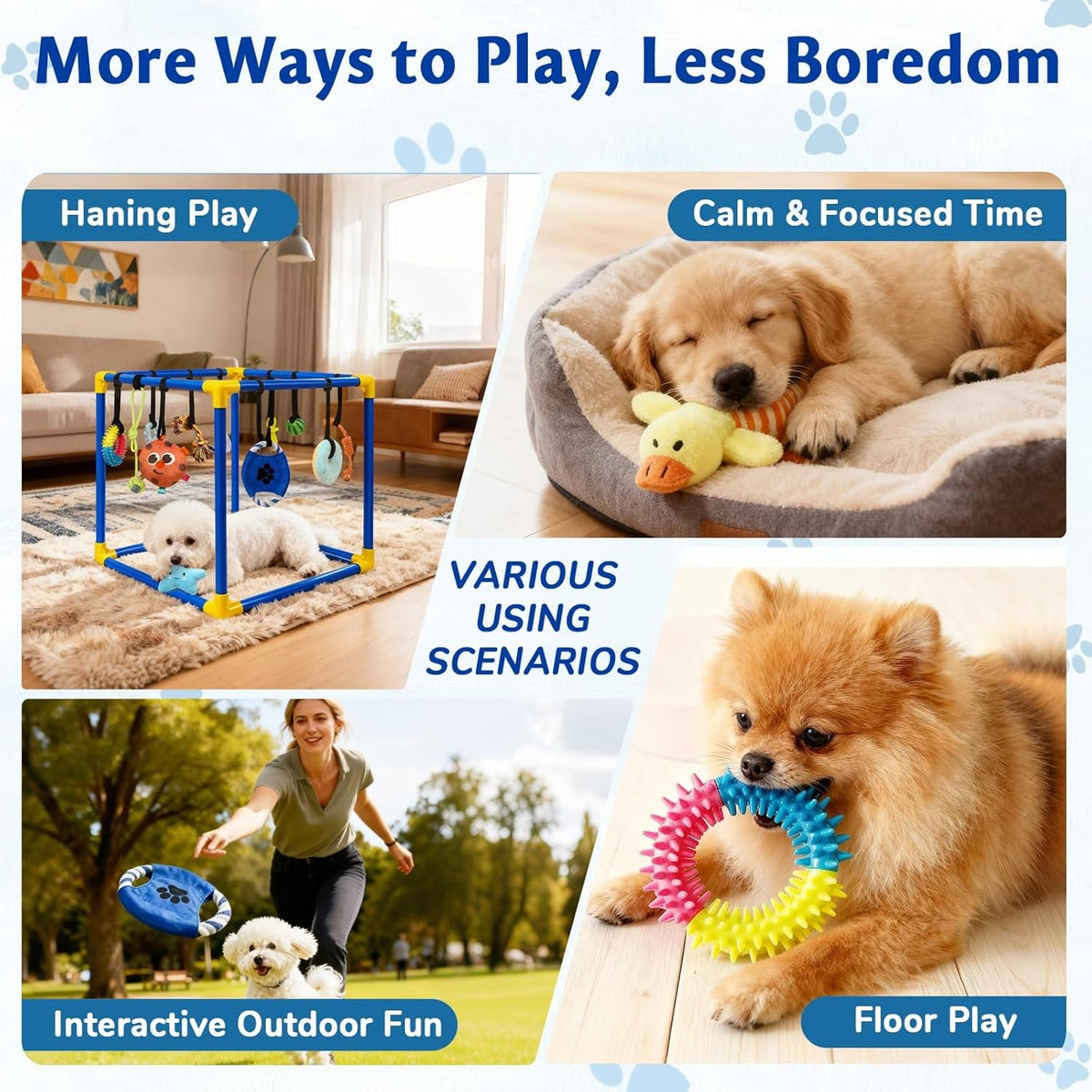 Interactive Puppy Play Gym with 16 Toys Dog Enrichment Activity Center