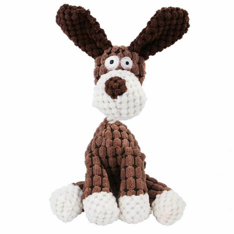 Squeaky Corduroy Plush Dog Toy | Soft, Durable & Bite-Resistant | Brown, Pink, White