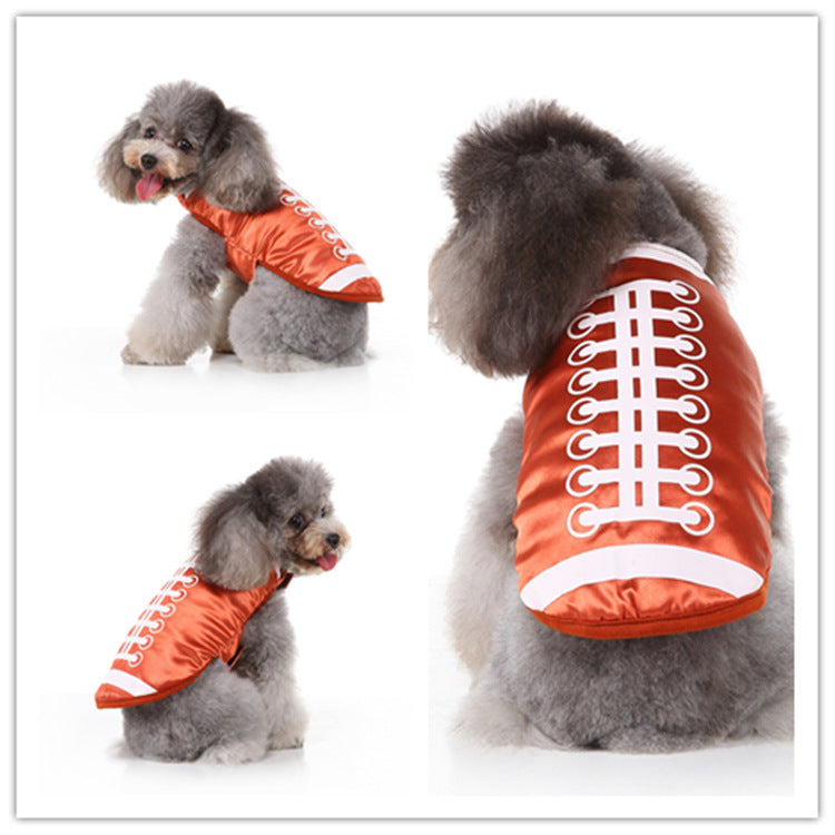 Football Dog Costume Jacket — Orange Game Day & Halloween Pet Costume (S–XL)