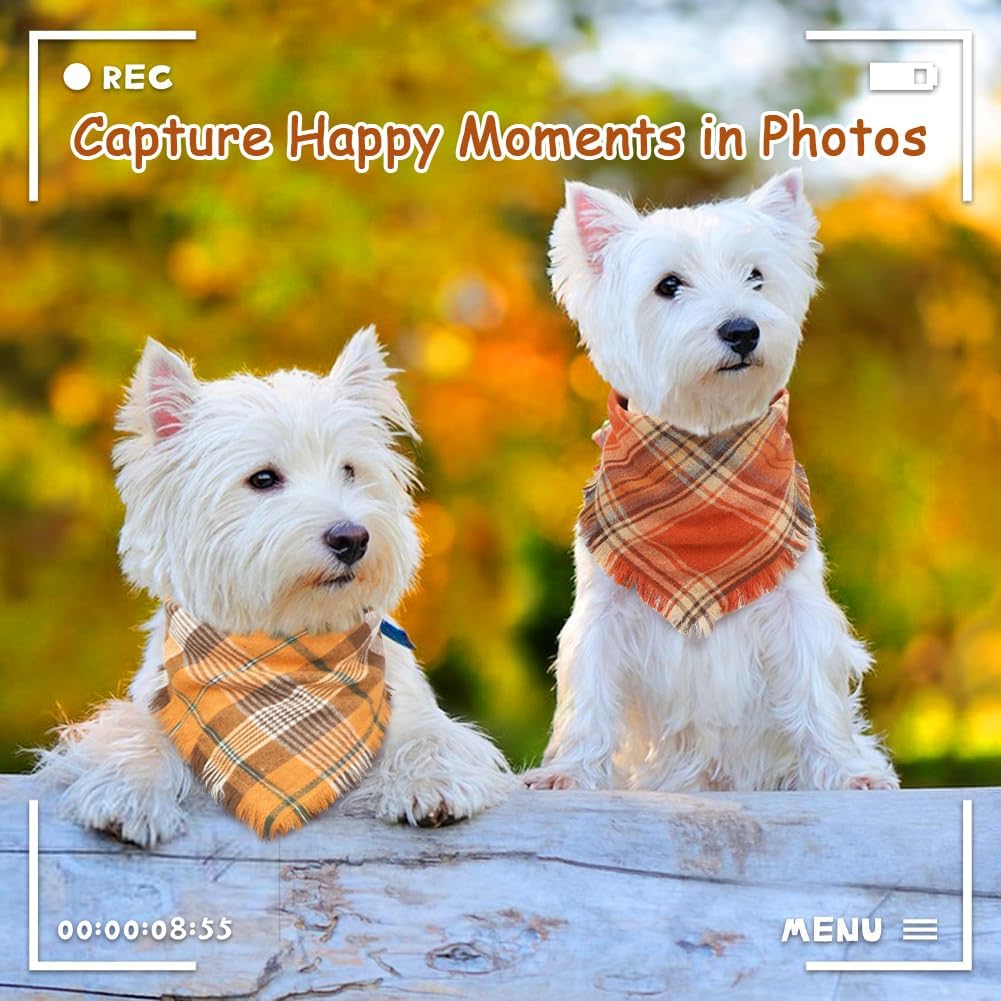 Fall Plaid Dog Bandana with Tassels | Thanksgiving Scarf for Dogs