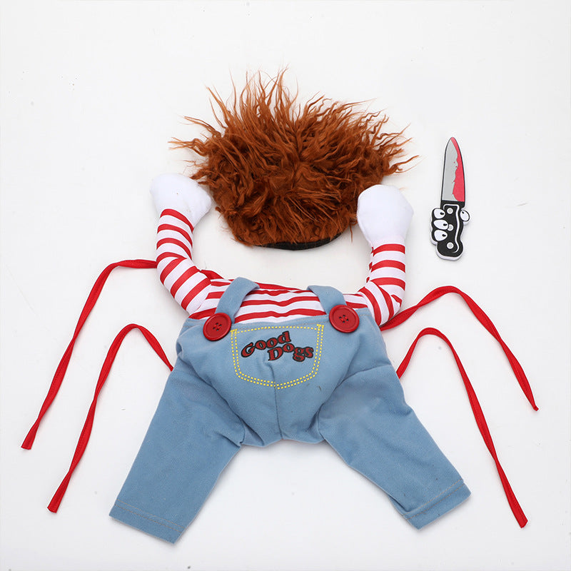 Rider & Doll Halloween Dog Costume — Cowboy Horseman or Chucky-Style