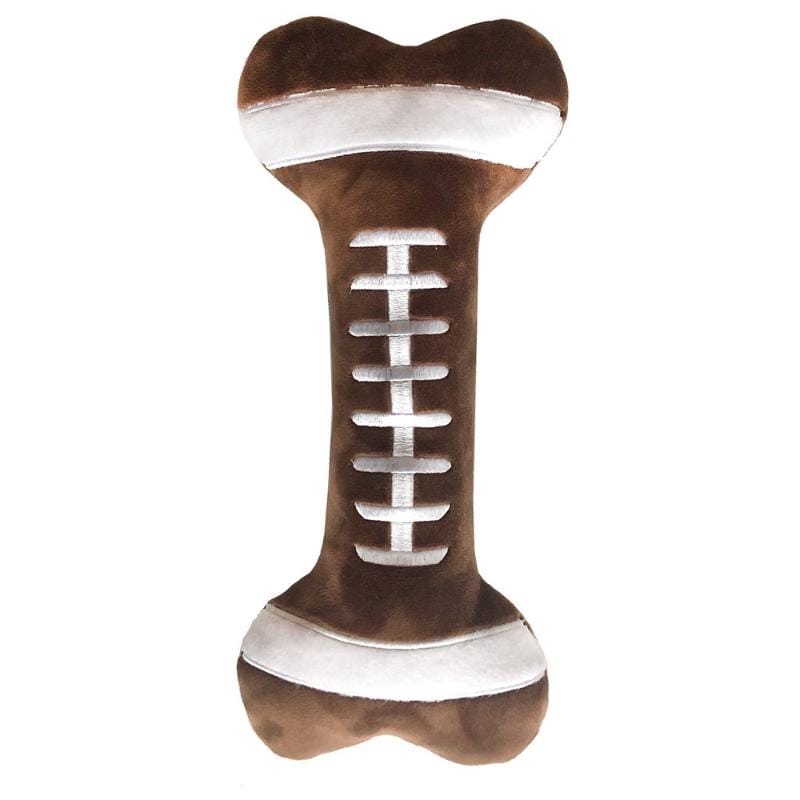 Football Bone Plush Squeaky Dog Toy — Durable Power Plush with Reinforced Seams (SM & LG)