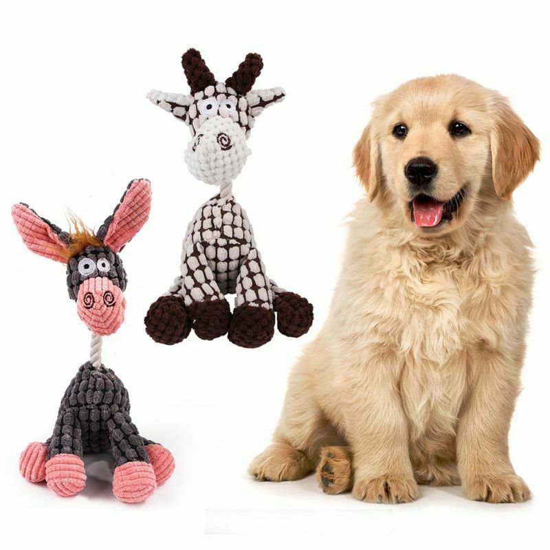 Squeaky Corduroy Plush Dog Toy | Soft, Durable & Bite-Resistant | Brown, Pink, White