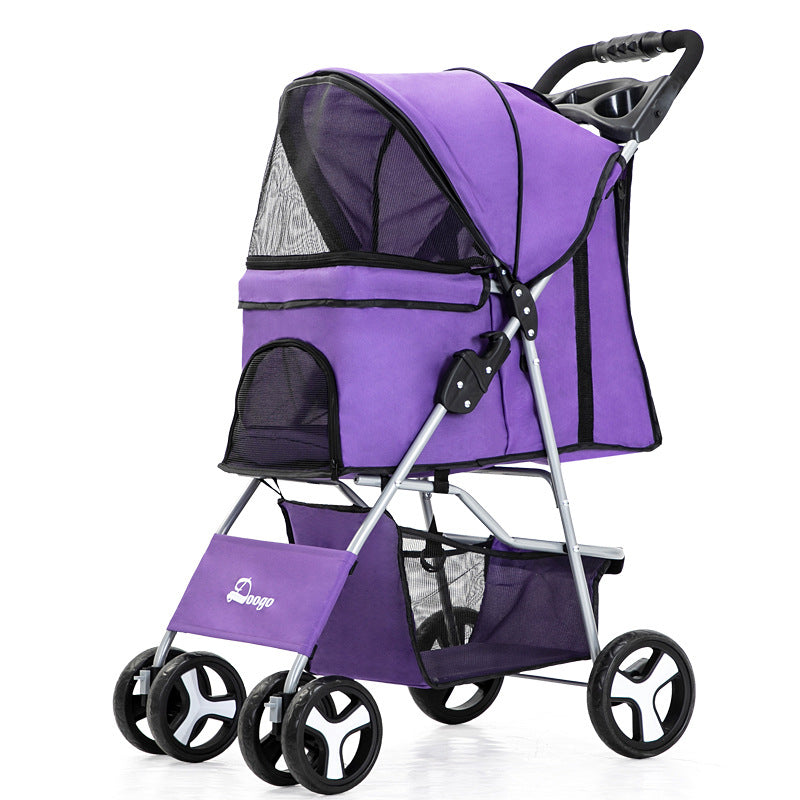 Flauntly Paws Foldable Pet Stroller with Storage Basket