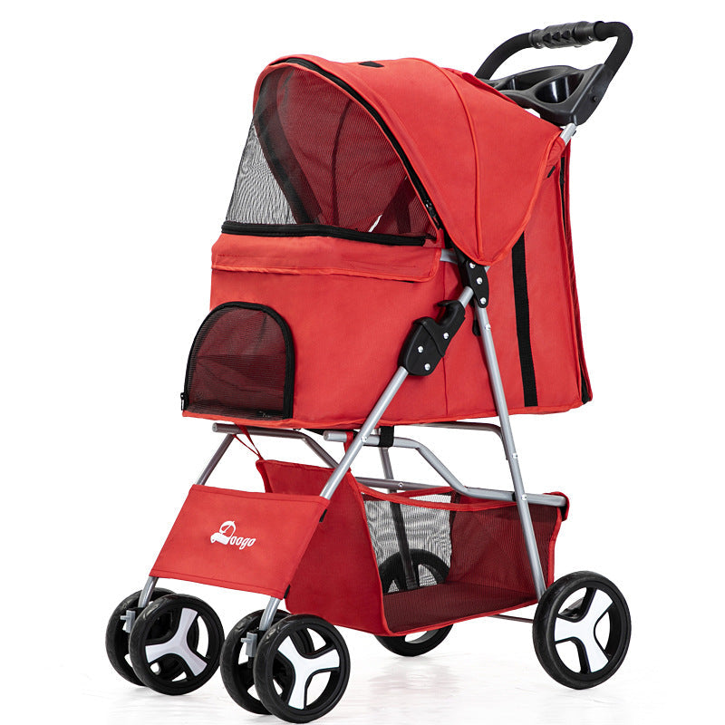 Flauntly Paws Foldable Pet Stroller with Storage Basket