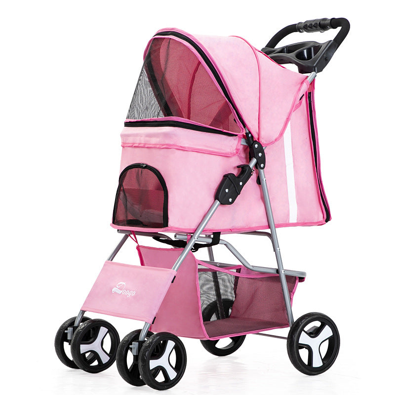 Flauntly Paws Foldable Pet Stroller with Storage Basket