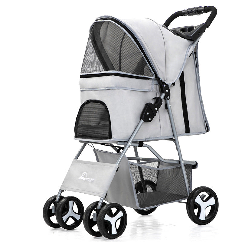 Flauntly Paws Foldable Pet Stroller with Storage Basket