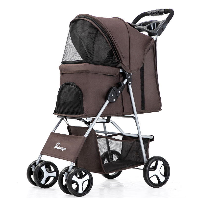 Flauntly Paws Foldable Pet Stroller with Storage Basket