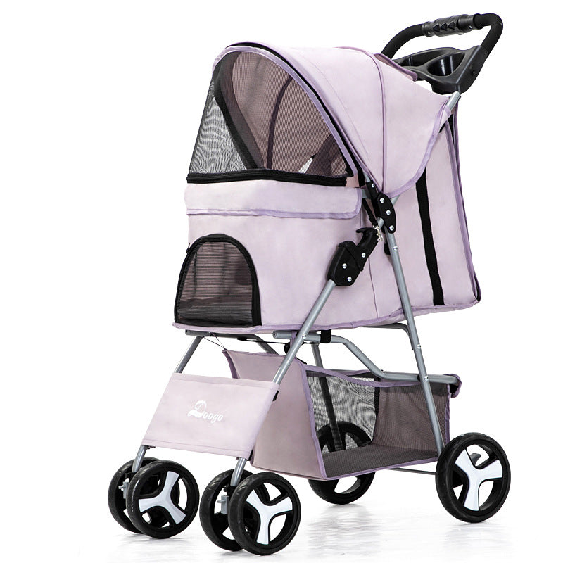 Flauntly Paws Foldable Pet Stroller with Storage Basket