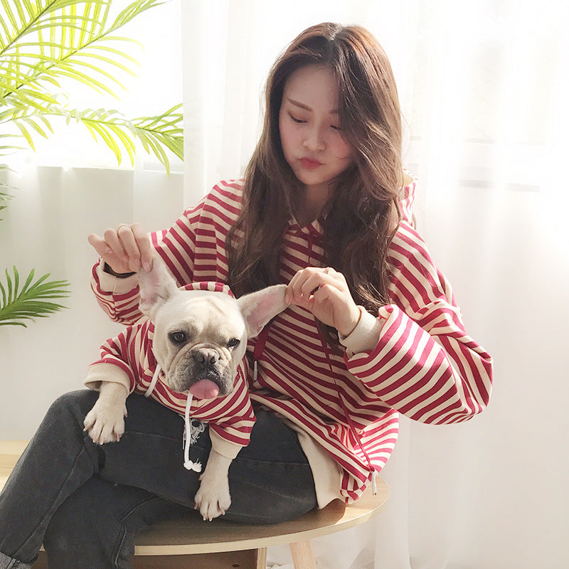 Hooded Parent-Child Striped Pet T-Shirt