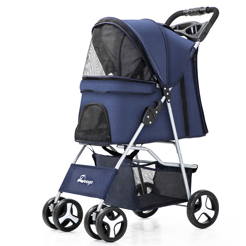 Flauntly Paws Foldable Pet Stroller with Storage Basket