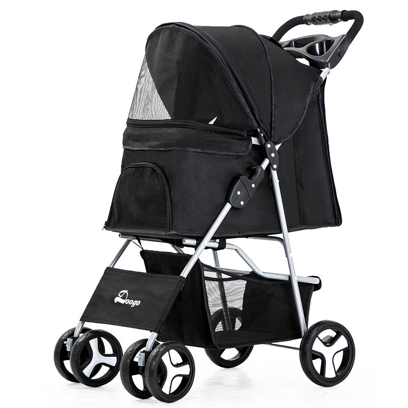 Flauntly Paws Foldable Pet Stroller with Storage Basket