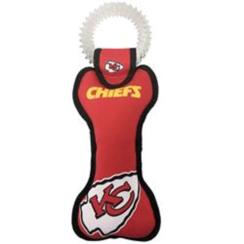 NFL Kansas City Chiefs Dog Dental Tug Toy — Squeaky Chew & Tug with Oral Care