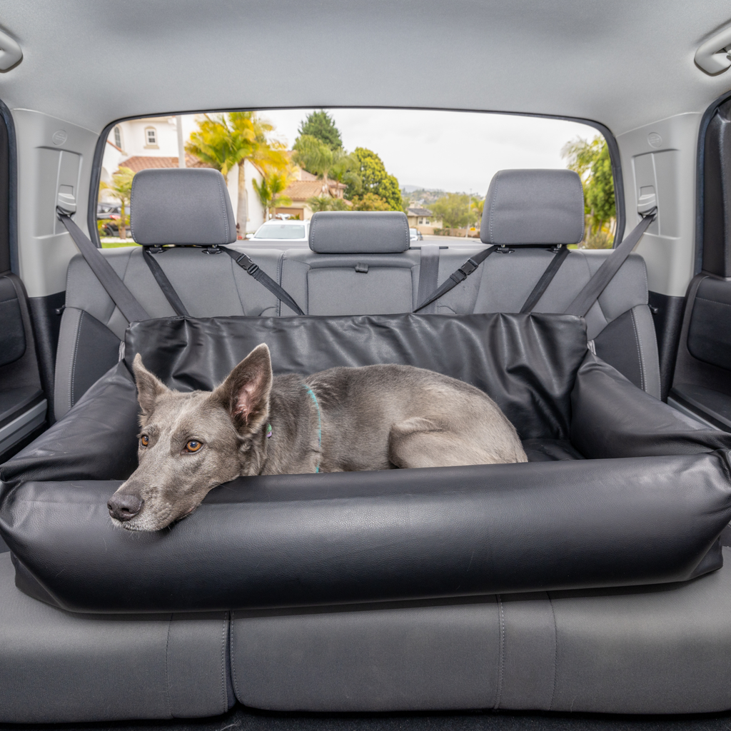 PupProtector™ Vegan Leather Memory Foam Dog Car Bed | Black
