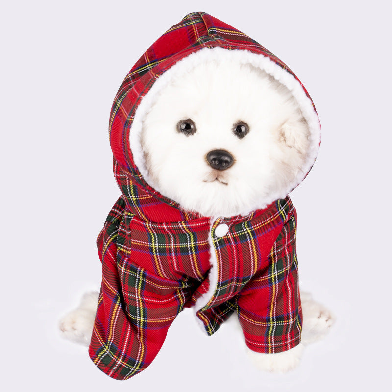 Plaid Hooded Dog Sweater