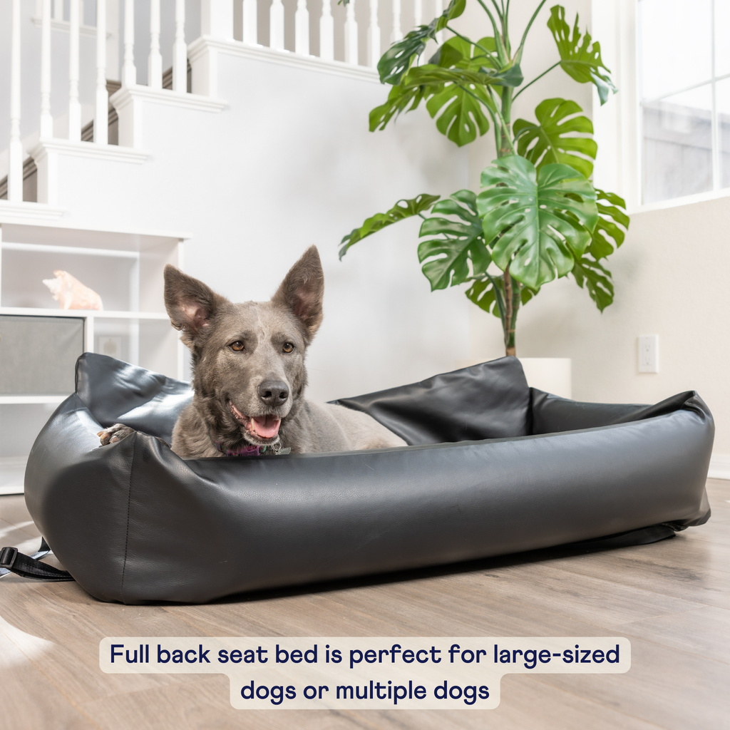 PupProtector™ Vegan Leather Memory Foam Dog Car Bed | Black
