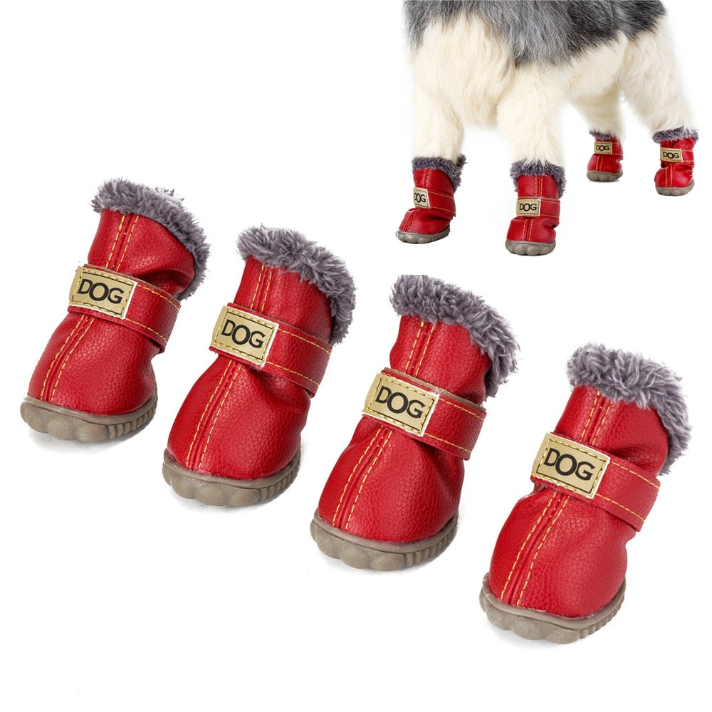 Waterproof Fleece-Lined Dog Snow Boots | Anti-Slip Winter Paw Protection (4-Pack)