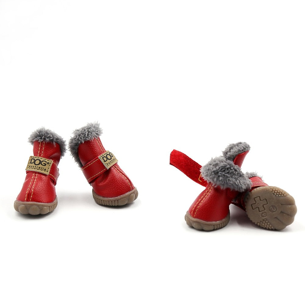 Waterproof Fleece-Lined Dog Snow Boots | Anti-Slip Winter Paw Protection (4-Pack)