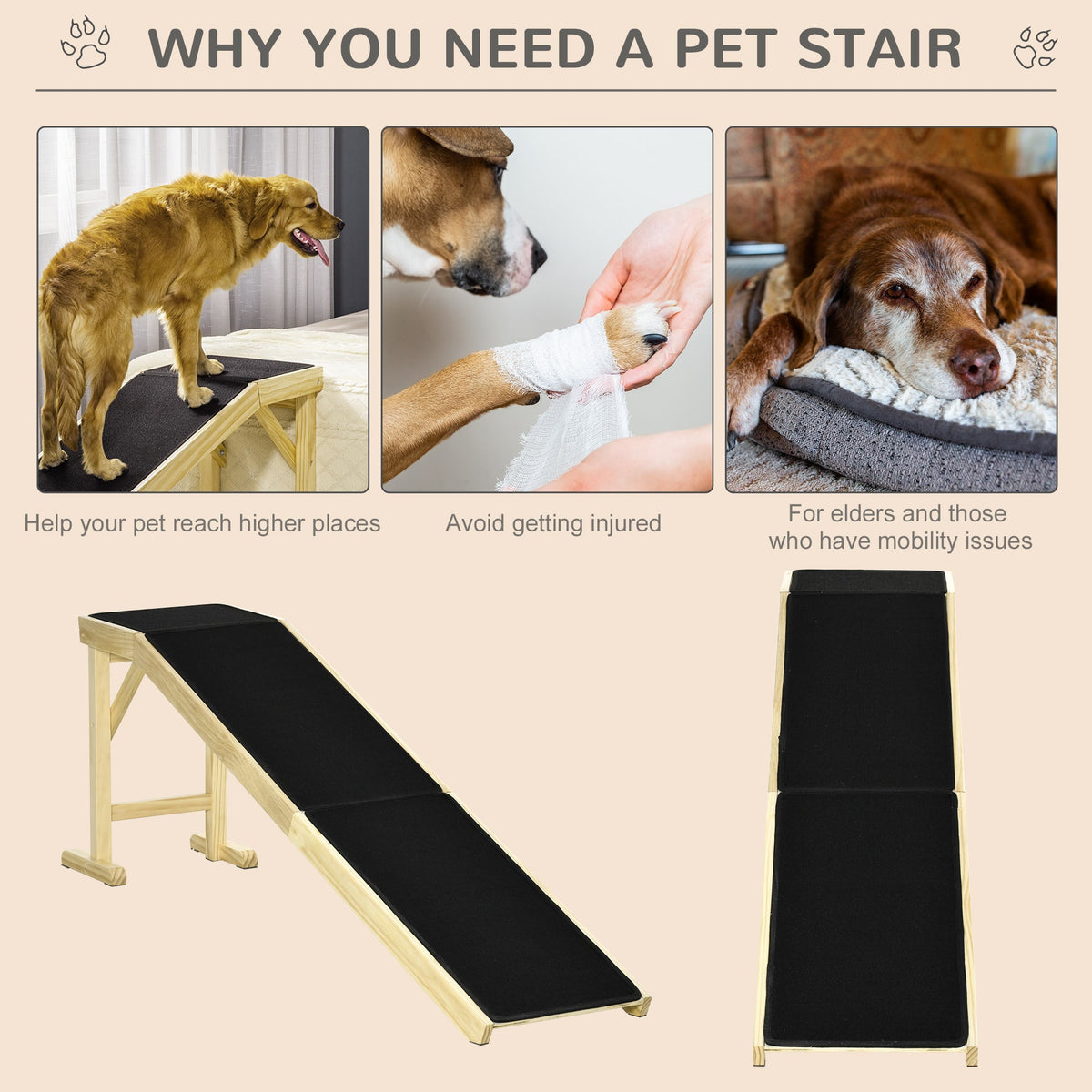 The Flauntly Paws Pine Ramp — Elegant Bed & Sofa Access Ramp for Dogs