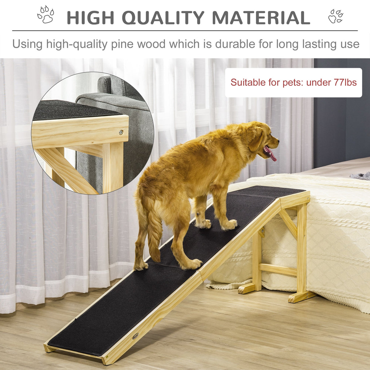 The Flauntly Paws Pine Ramp — Elegant Bed & Sofa Access Ramp for Dogs