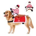 Dog Halloween Costume | Plush Jockey Rider Saddle Look | Adjustable | Sizes S–XL