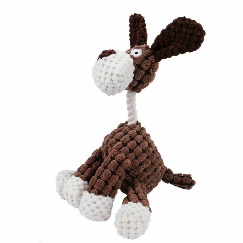 Squeaky Corduroy Plush Dog Toy | Soft, Durable & Bite-Resistant | Brown, Pink, White