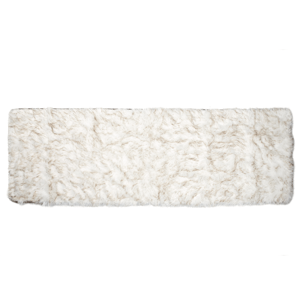 PupProtector™ Faux Fur Waterproof Bed Runner – White with Brown Accents