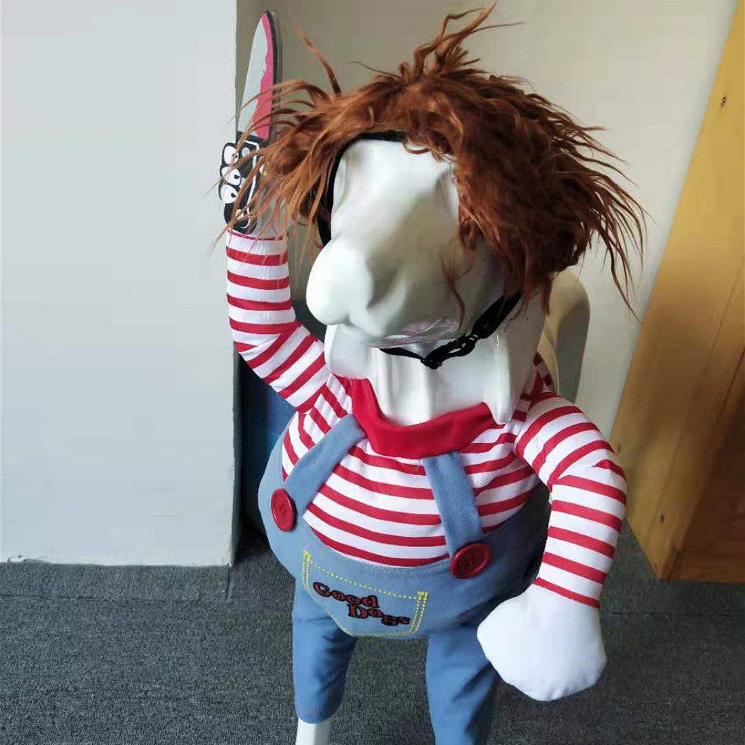 Rider & Doll Halloween Dog Costume — Cowboy Horseman or Chucky-Style