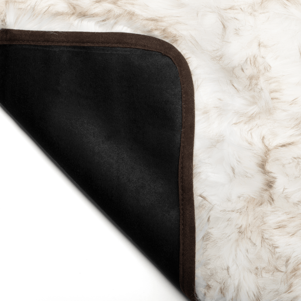 PupProtector™ Faux Fur Waterproof Bed Runner – White with Brown Accents