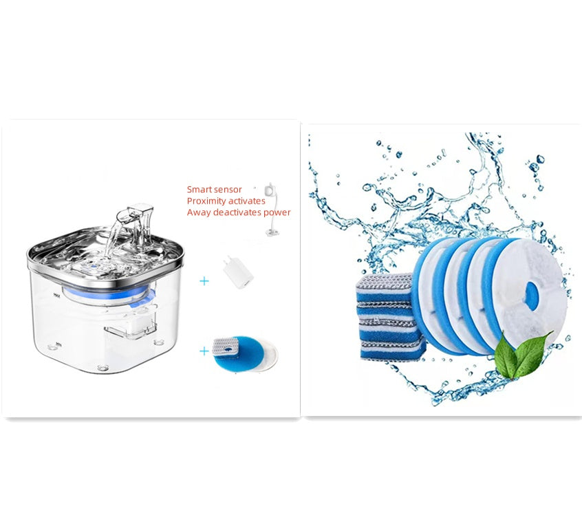 Stainless Steel Pet Water Fountain | Auto-Circulating | Dogs & Cats