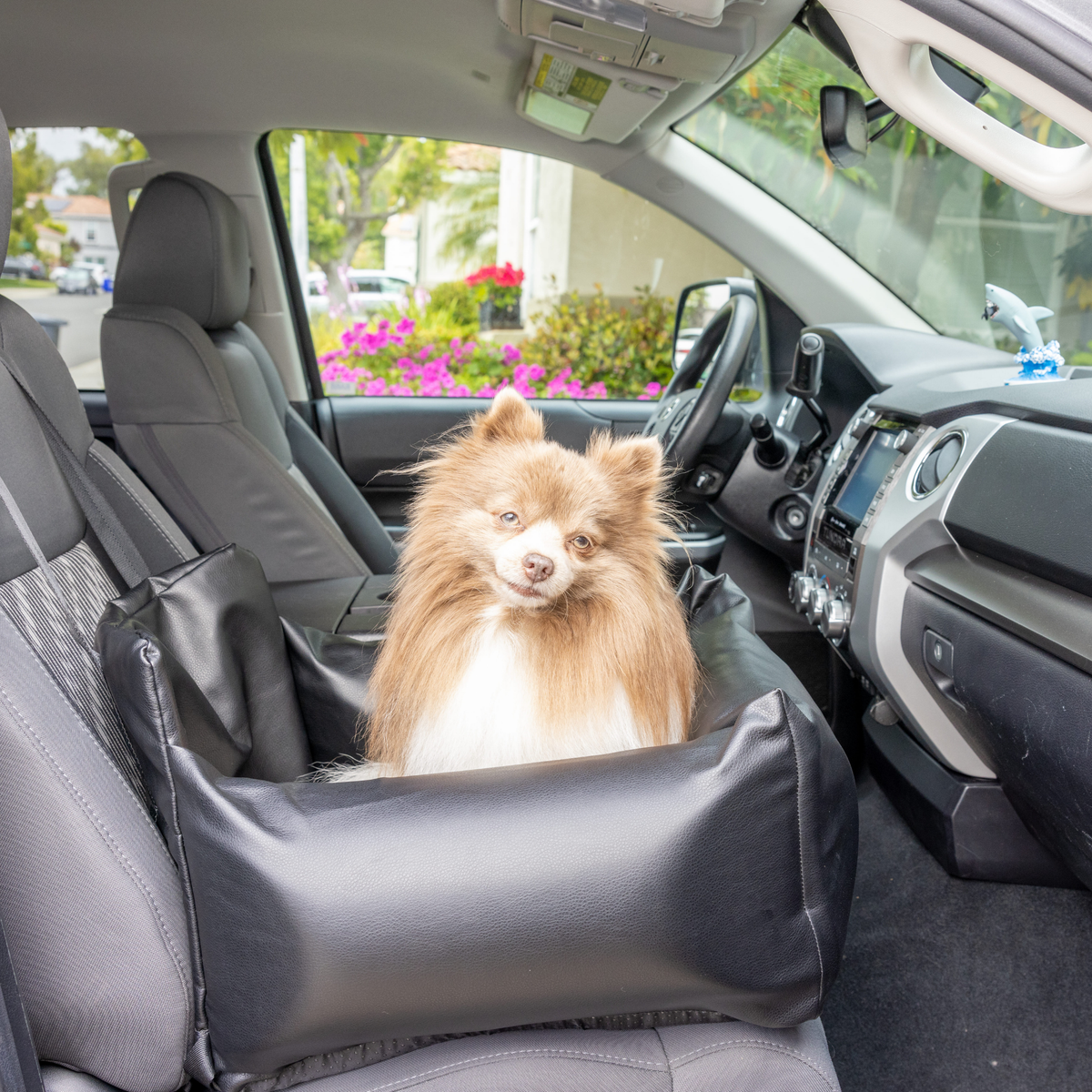 PupProtector™ Vegan Leather Memory Foam Dog Car Bed | Black