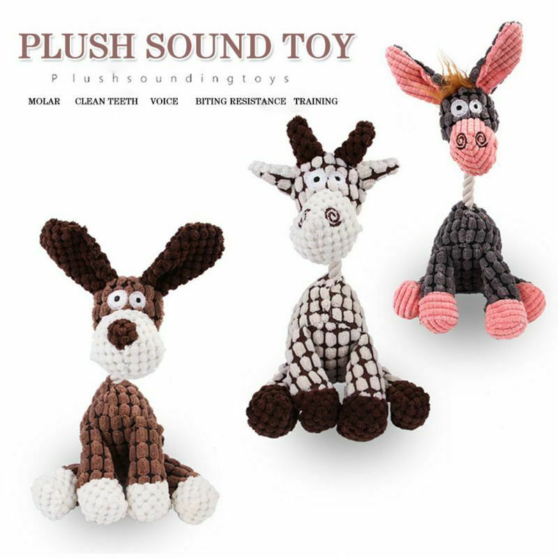 Squeaky Corduroy Plush Dog Toy | Soft, Durable & Bite-Resistant | Brown, Pink, White