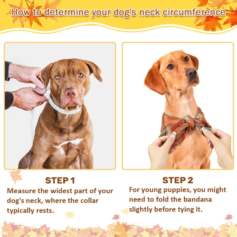 Fall Plaid Dog Bandana with Tassels | Thanksgiving Scarf for Dogs