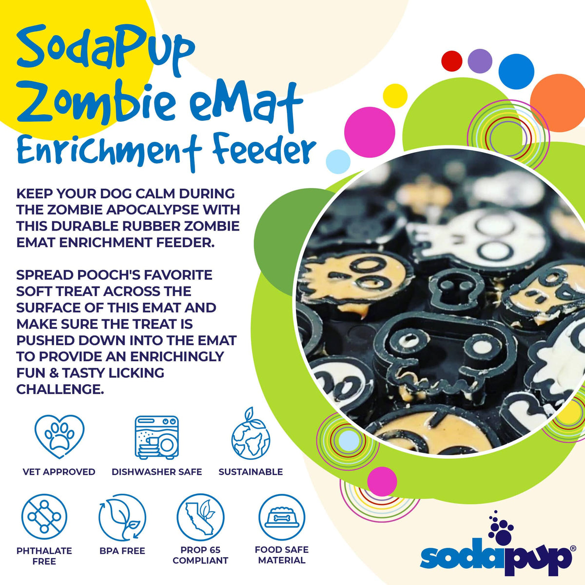 SodaPup Zombie eMat — Halloween Enrichment Lick Mat for Dogs & Cats