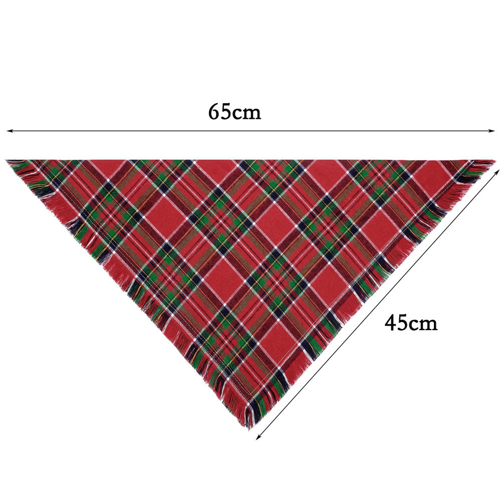 Fall Plaid Dog Bandana with Tassels | Thanksgiving Scarf for Dogs