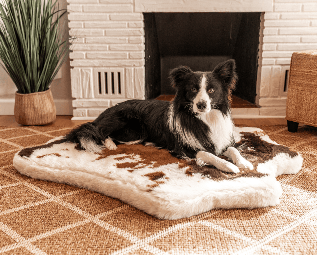 PupRug® Faux Cowhide Orthopedic Memory Foam Dog Bed — Brown