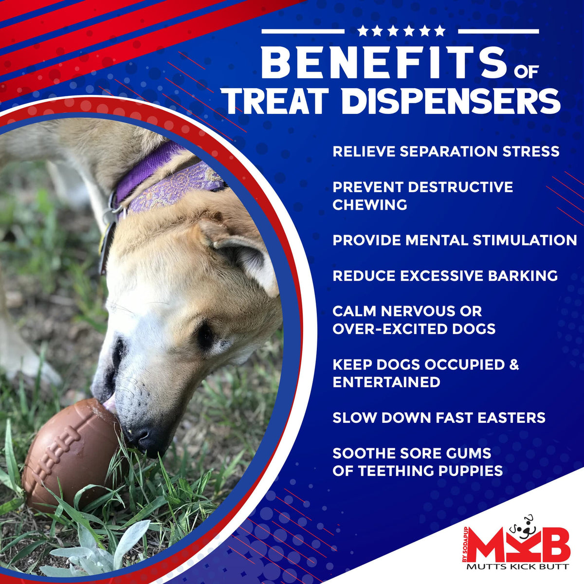 SodaPup Football Dog Chew Toy & Treat Dispenser | Durable Natural Rubber | USA Made | Large