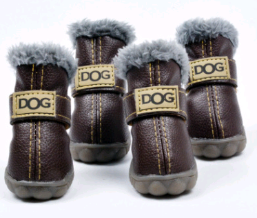 Waterproof Fleece-Lined Dog Snow Boots | Anti-Slip Winter Paw Protection (4-Pack)