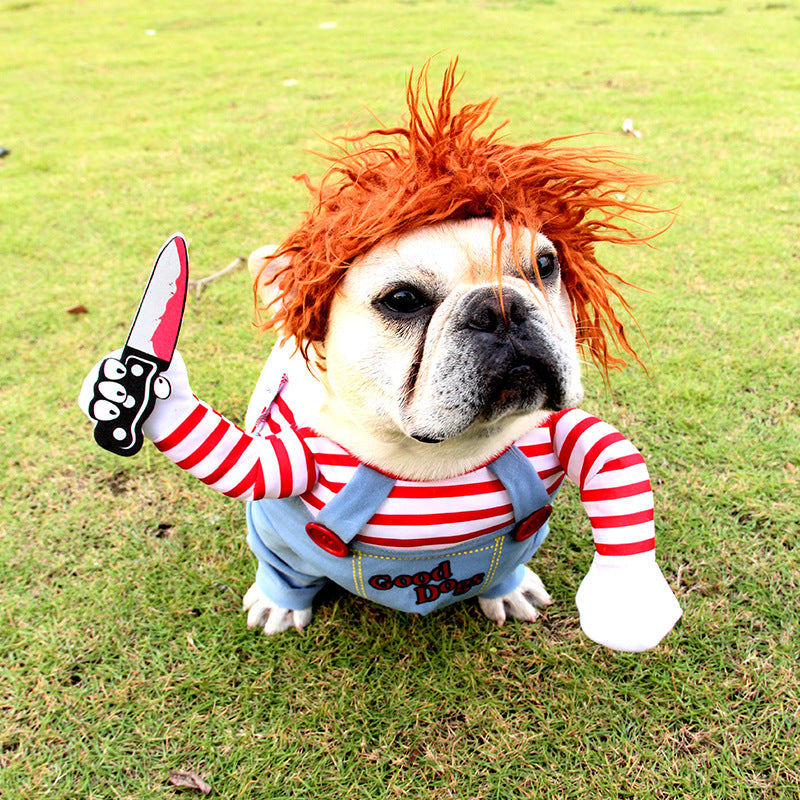 Rider & Doll Halloween Dog Costume — Cowboy Horseman or Chucky-Style