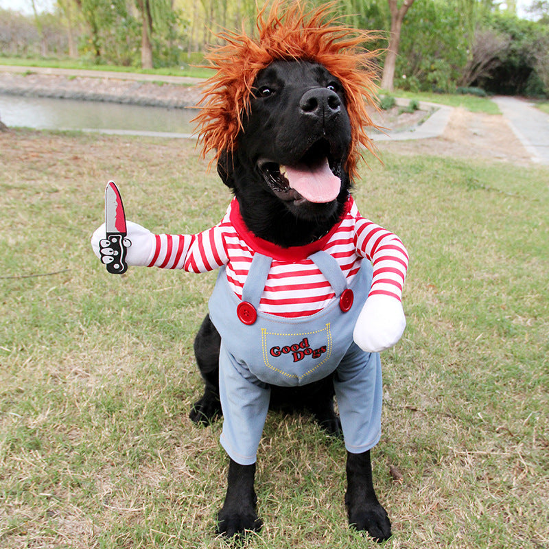 Rider & Doll Halloween Dog Costume — Cowboy Horseman or Chucky-Style
