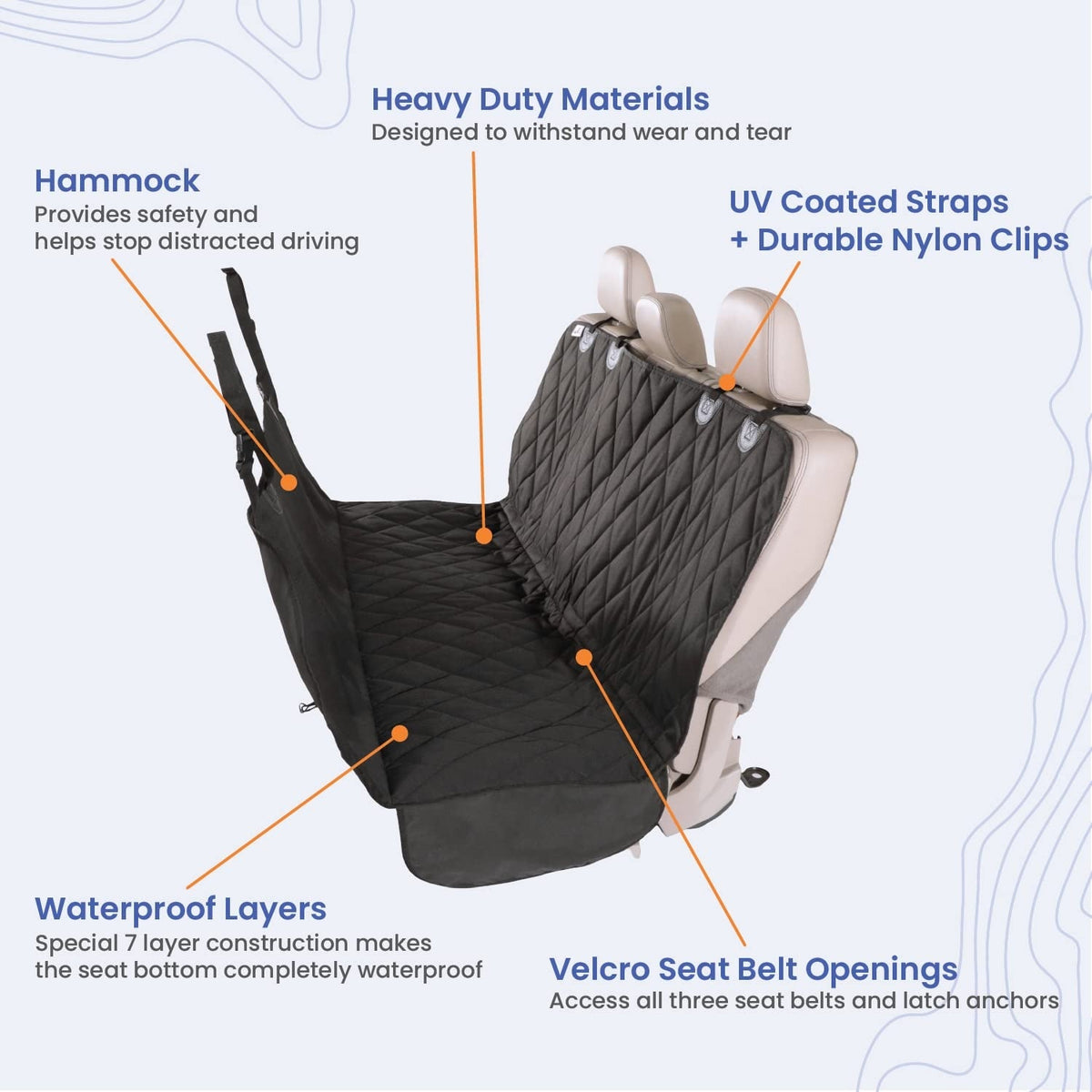 Luxury Dog Car Hammock Seat Cover – XL