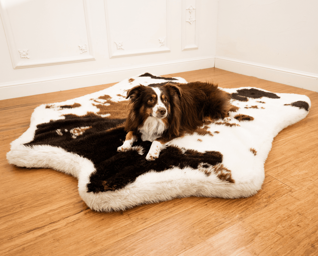 PupRug® Faux Cowhide Orthopedic Memory Foam Dog Bed — Brown