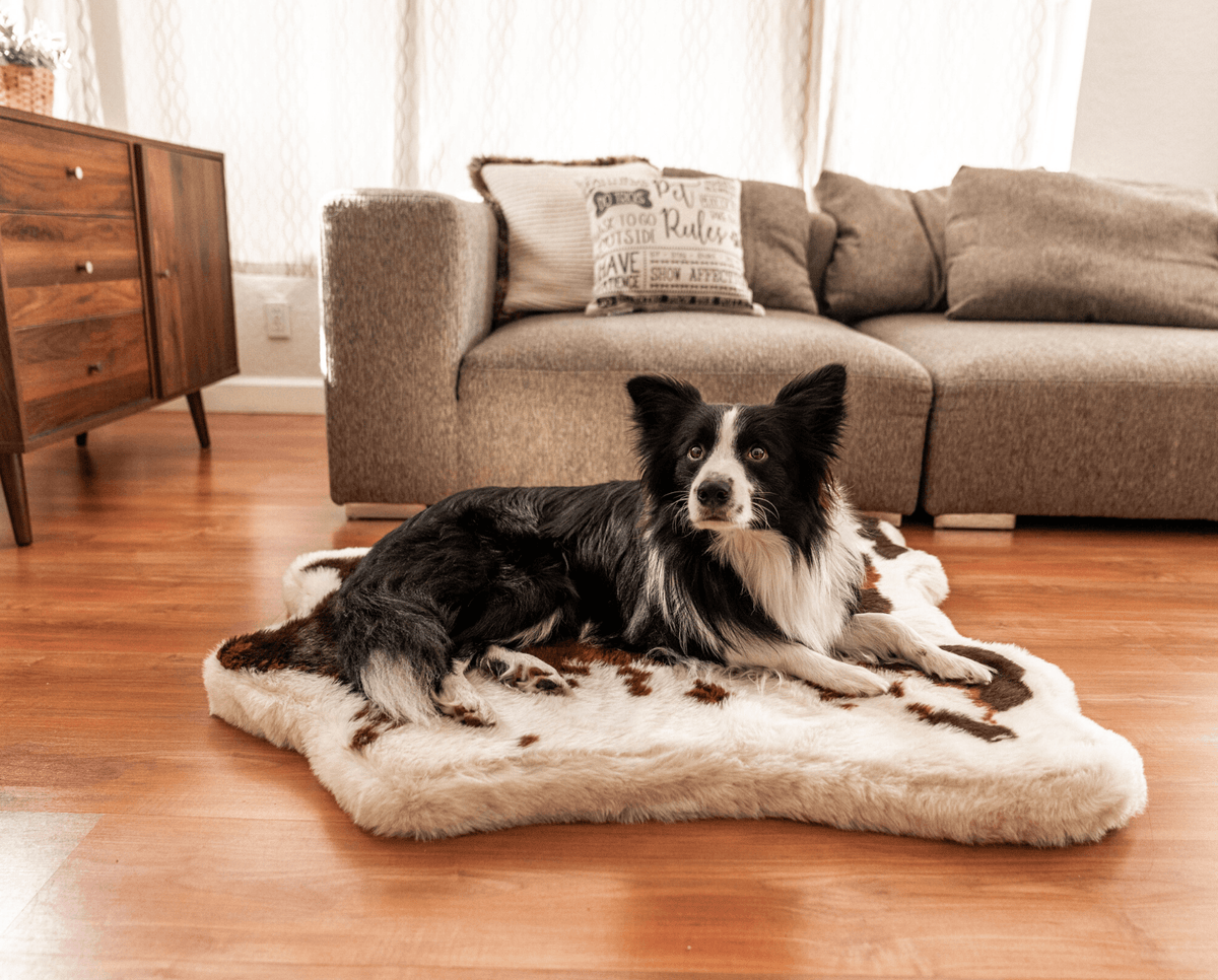 PupRug® Faux Cowhide Orthopedic Memory Foam Dog Bed — Brown