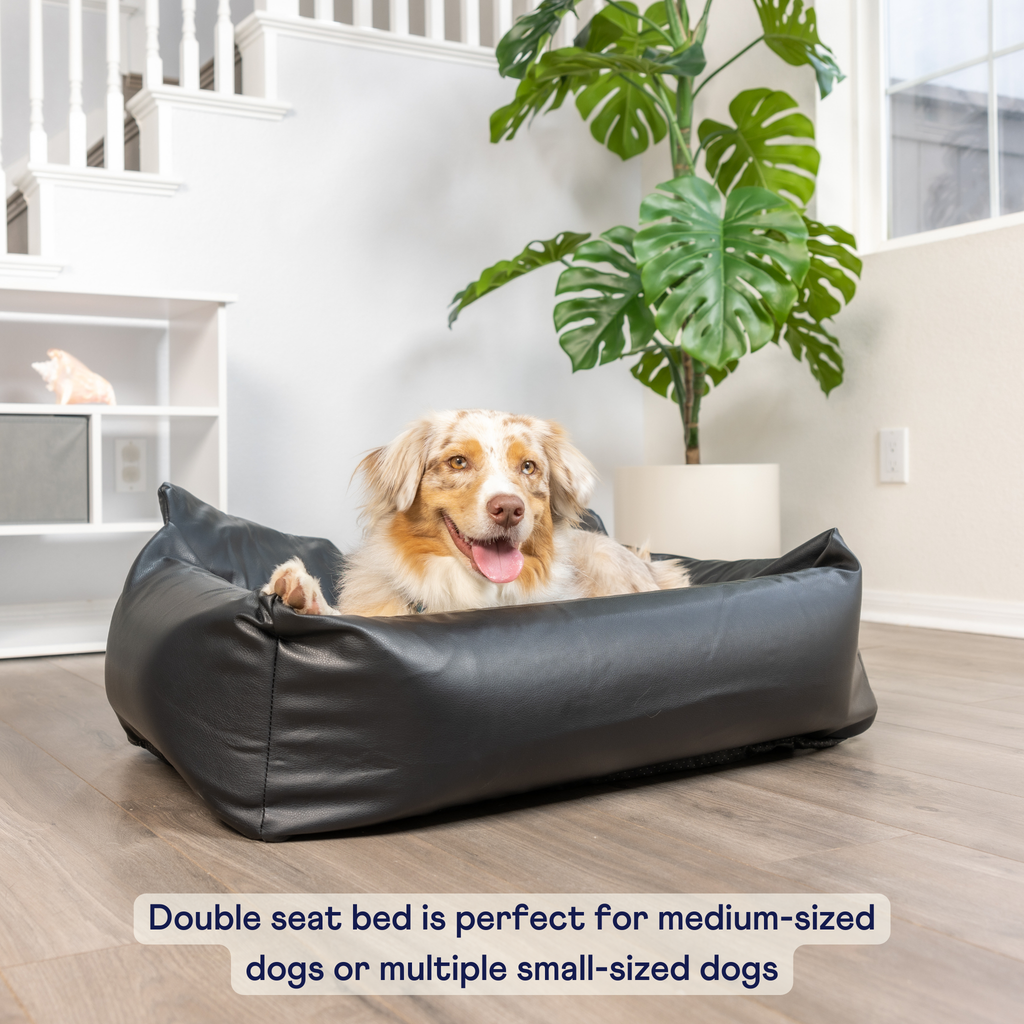 PupProtector™ Vegan Leather Memory Foam Dog Car Bed | Black