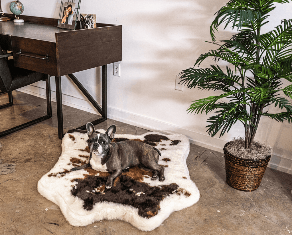 PupRug® Faux Cowhide Orthopedic Memory Foam Dog Bed — Brown