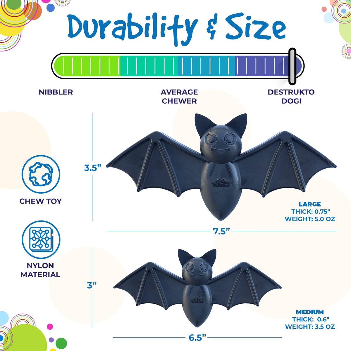 SodaPup Vampire Bat eChew | Nylon Chew Toy & Lick Mat for Dogs