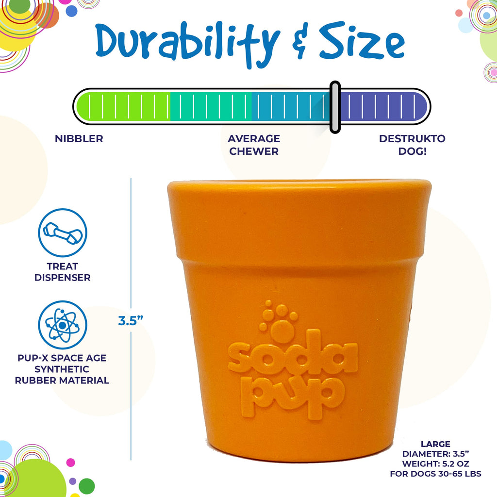 Large Flower Pot eCup Dog Treat Dispenser | Durable USA-Made Enrichment Toy | SodaPup