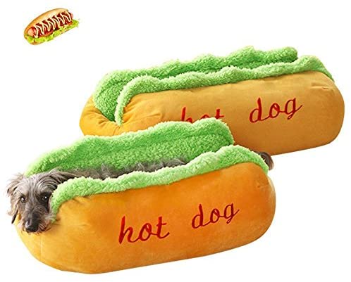 Hot Dog Pet Bed | Cozy Novelty Dog Bed | Small to Medium Dogs